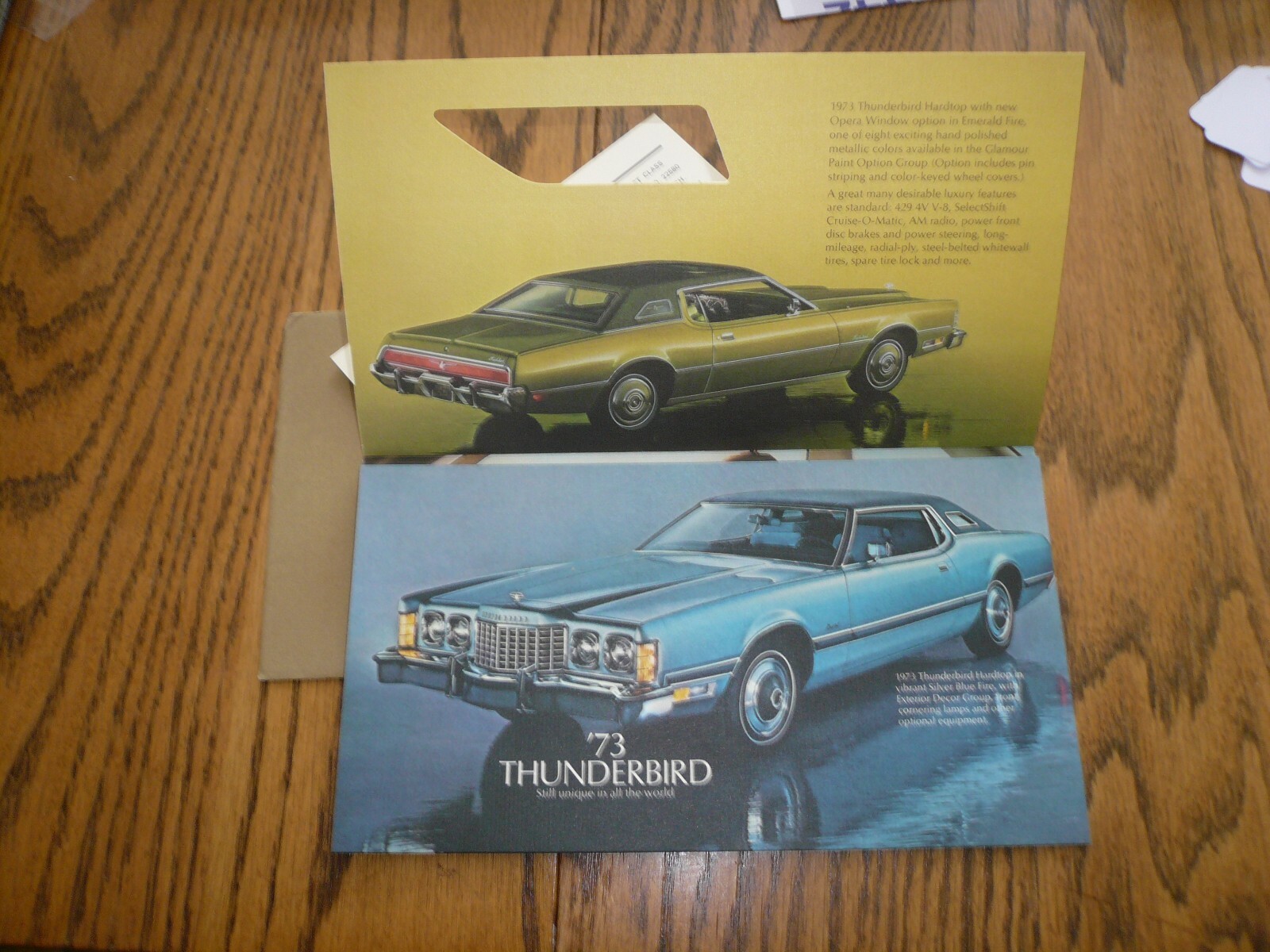 1973 Ford Thunderbird Announcement Brochure Courtesy Card & Mailing Envelope