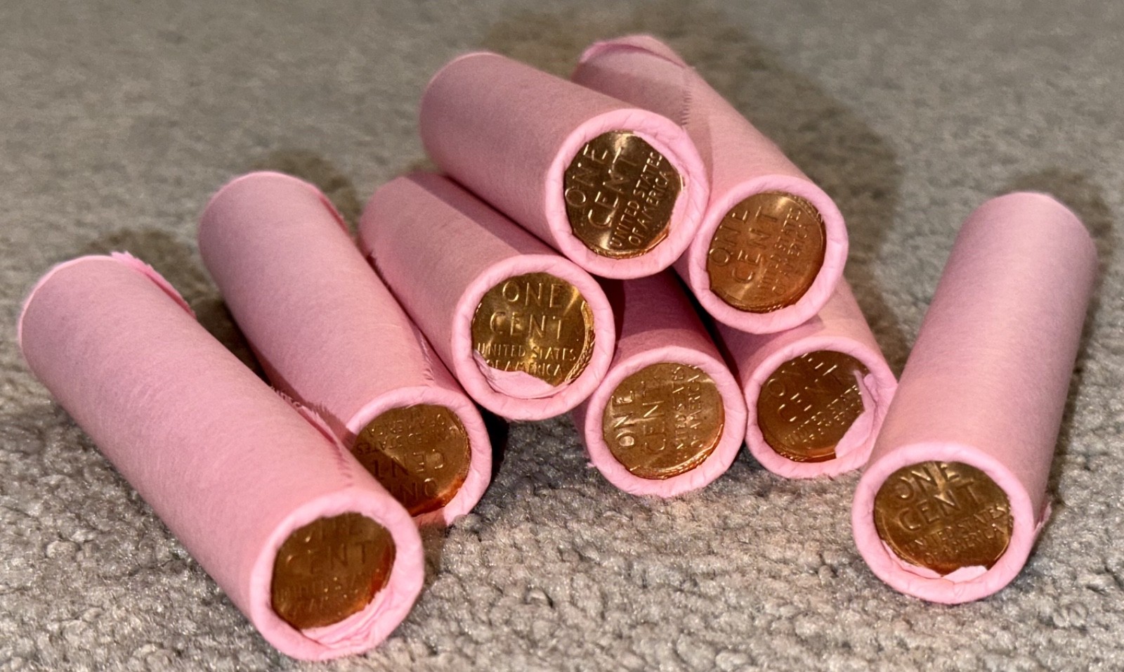 Pink wheat penny BU on end of unsearched circulated cents mixed dates mint marks