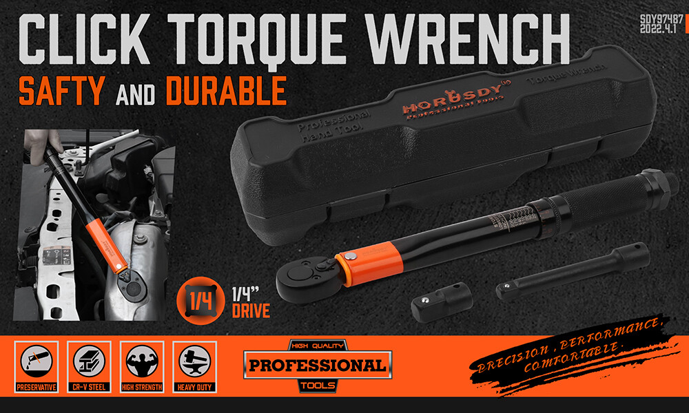 1/4" Torque Wrench Snap Socket Professional Drive Click Ratcheting Father's Day