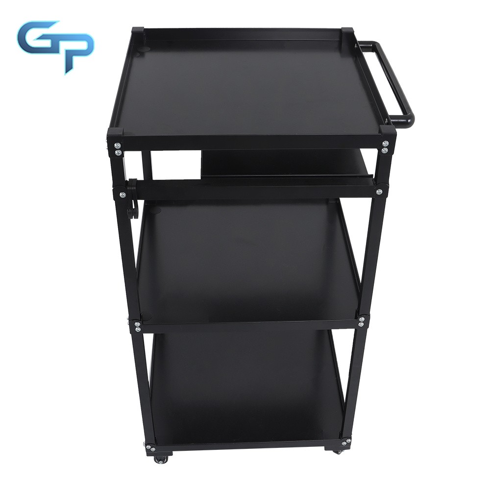 3 Shelves Aluminum AV Utility Cart With Keyboard Tray Height Adjustable Height