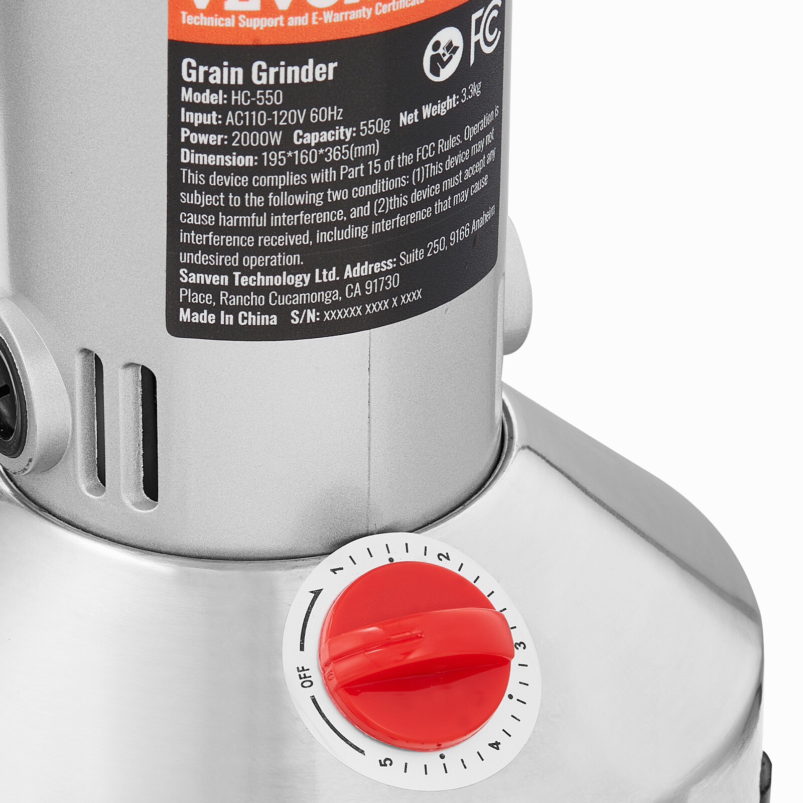 VEVOR 550g Commercial Spice Grinder Electric Grain Mill Grinder High Speed