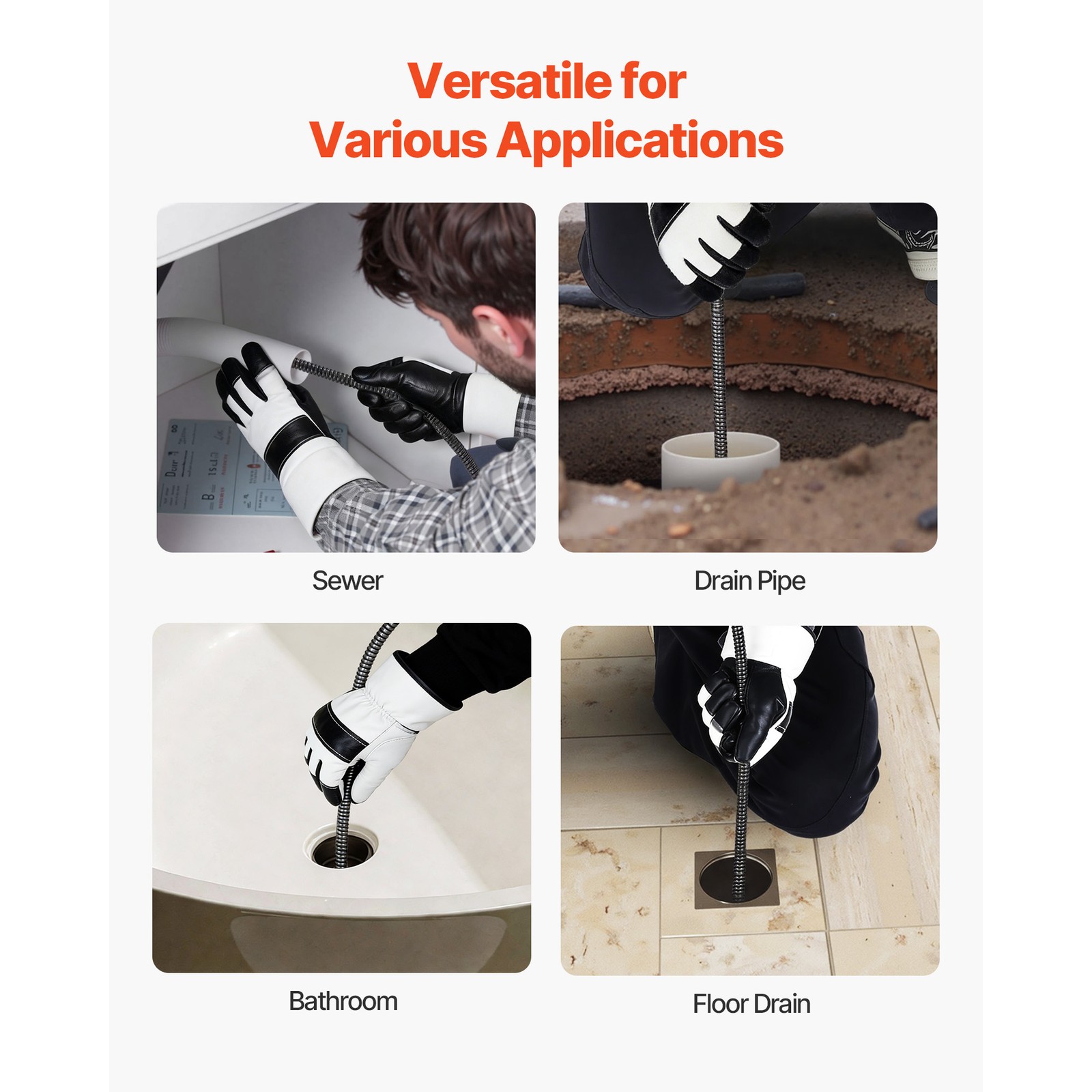 Uimoso Electric Drain Auger Machine with 100 FT x 1/2 In Cable and Auto Feed