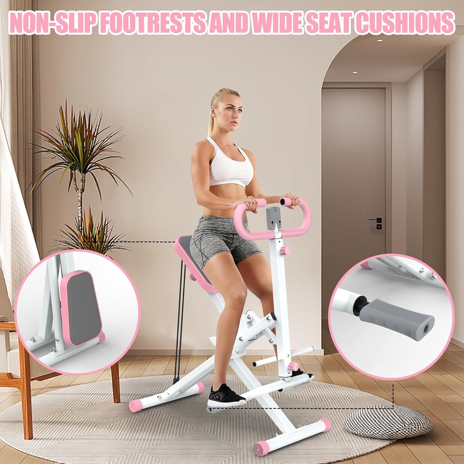Squat Machine,Exercise Machine for Home,Foldable Ride Rowing for Botty Glutes Bu