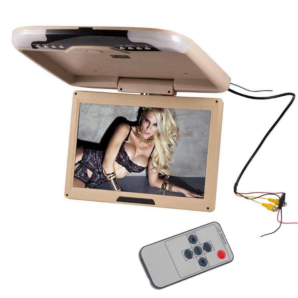 13inch Car Roof Monitor LCD TFT Overhead Flip Down Car Ceiling Screen Beige US