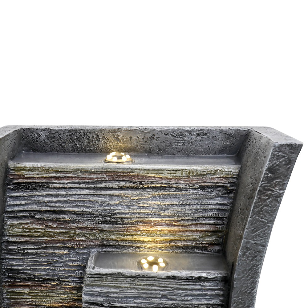 Faux Stone Water Fountain Outdoor Patio Cascading LED Light