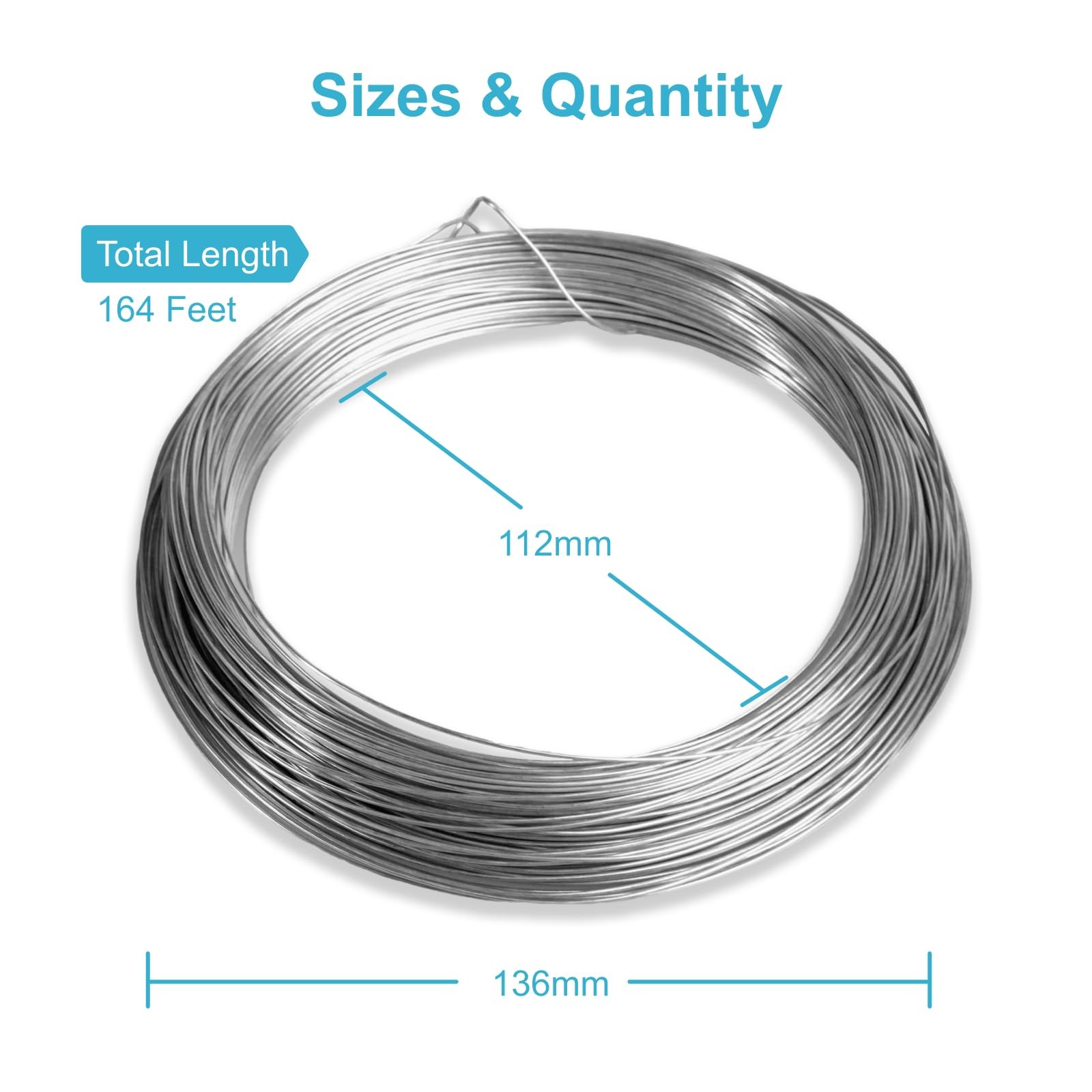 20 Gauge Craft Wire, 164 Feet Galvanized Metal Wire for Picture Hanging, Bons...
