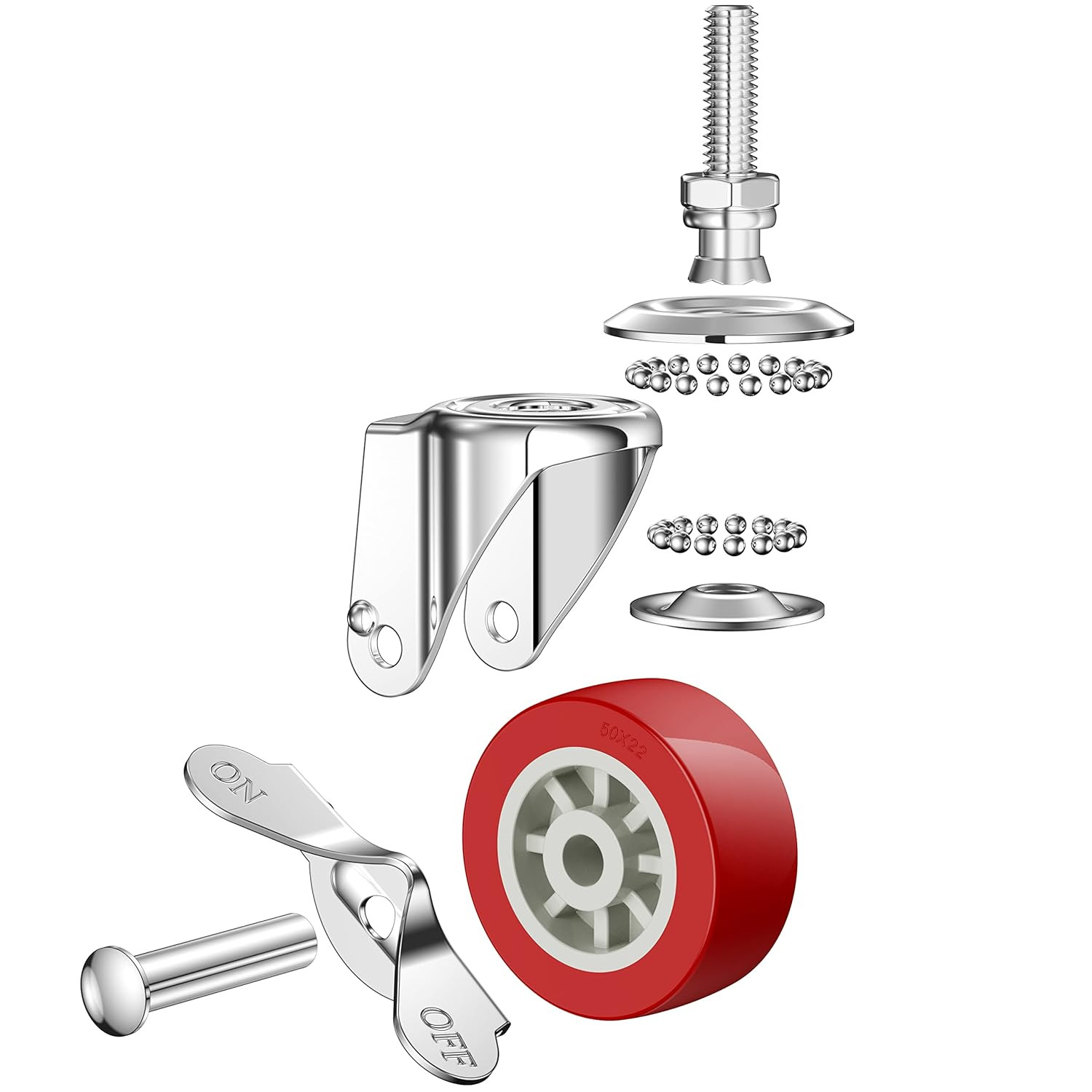 Casters Set of 4 Heavy Duty 2 Inch 200Lbs, Metric M8-1.25×25Mm Swivel Threaded