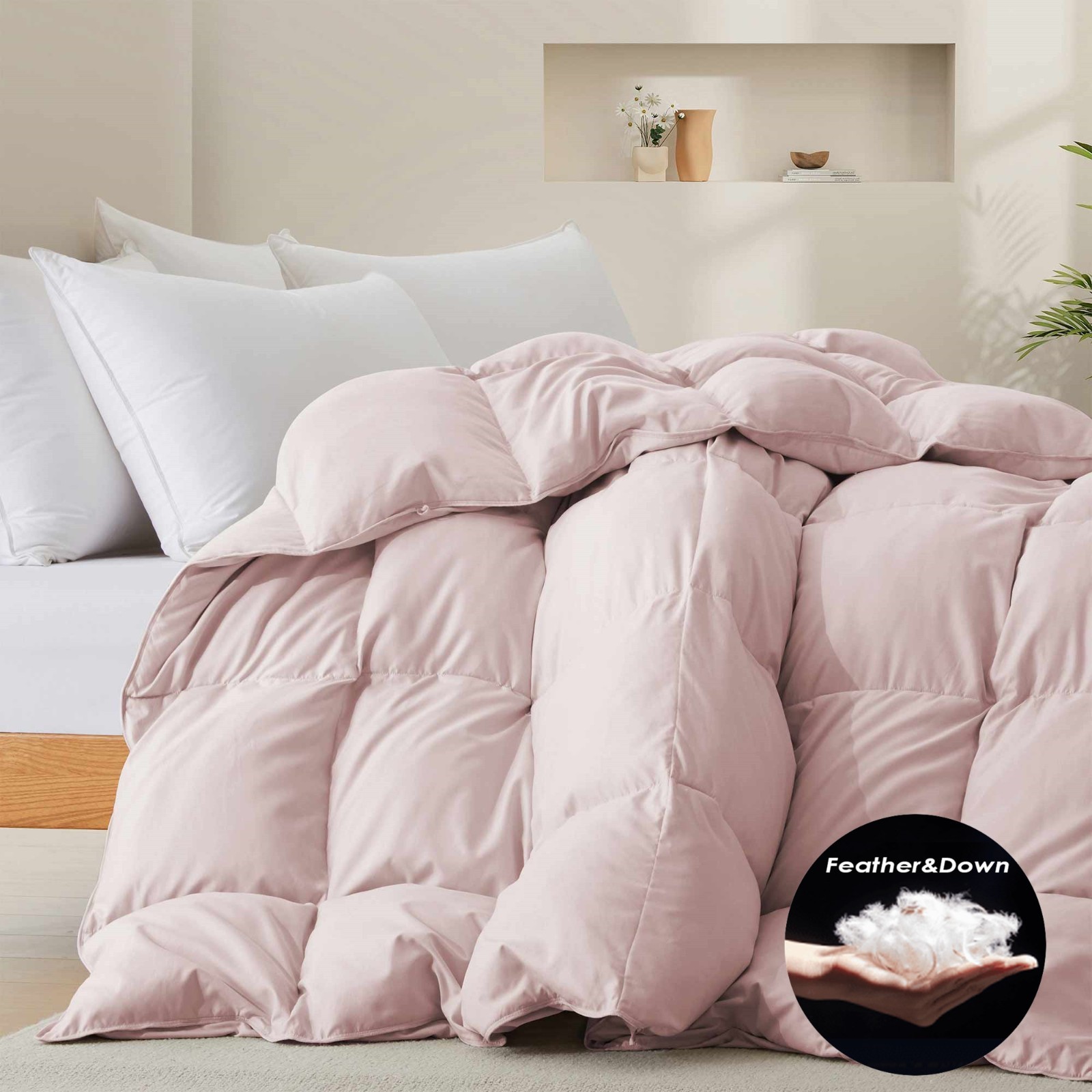 Super Soft Cozy Warm Oversized Down Comforter , King or Queen Bed Blanket