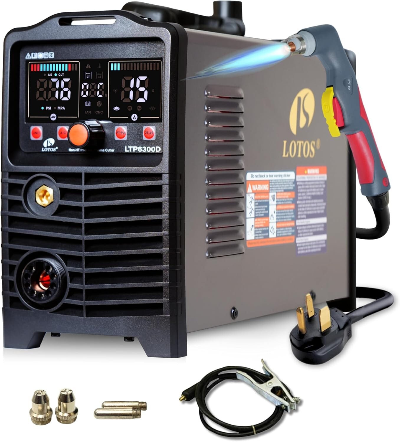 LOTOS LTP6300D 63A Non-Touch Pilot Arc Plasma Cutter, Drag Cut, Non-HF, 110/220V
