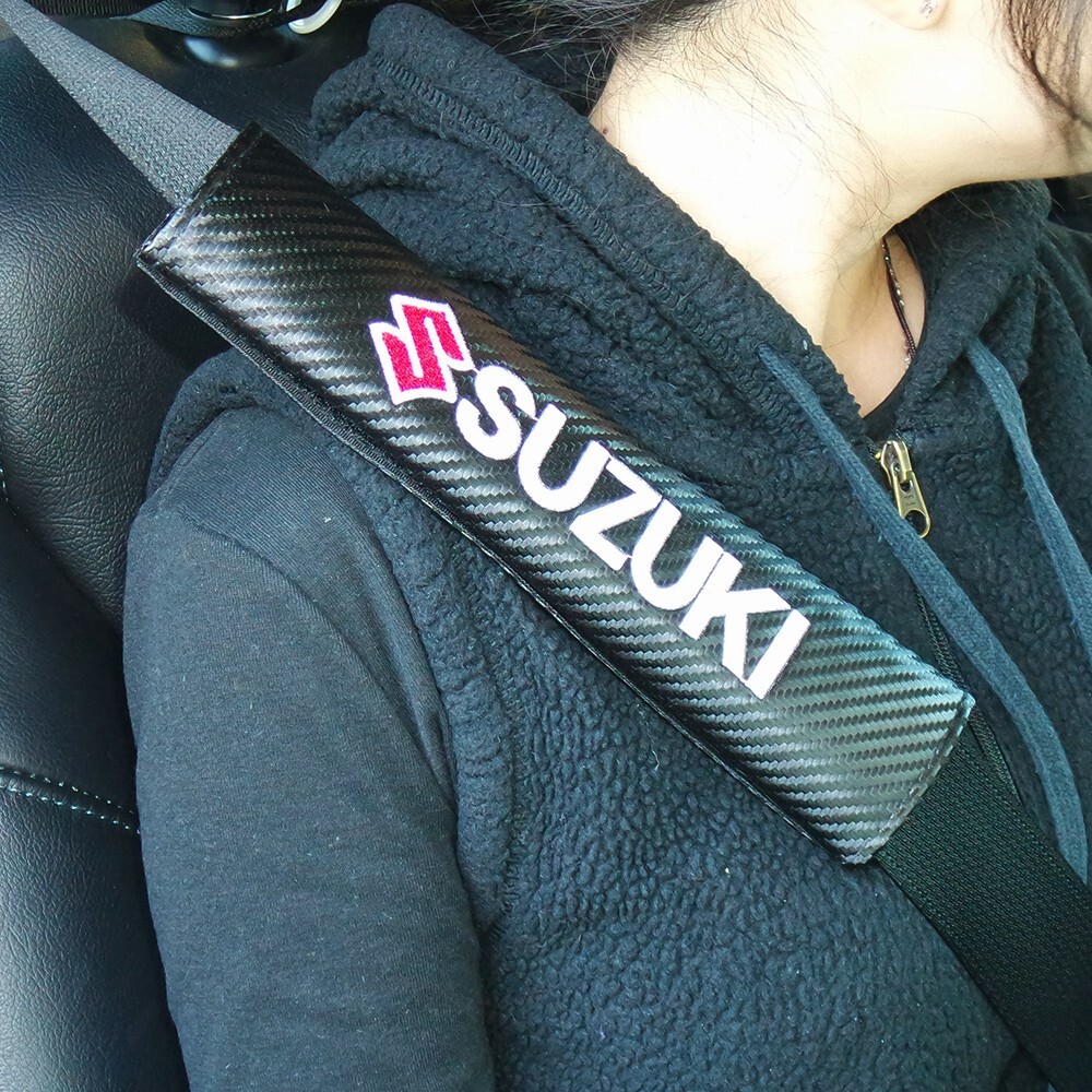 For Suzuki Carbon Car Seat Belt Cover Safety Shoulder Strap Cushion Pad Harness