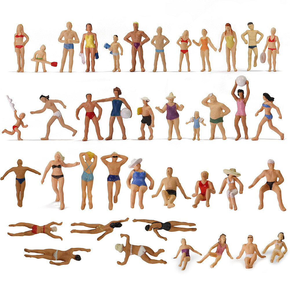 Evemodel 40pcs HO Scale 1:87 Swimming People Seaside Visitors Figures P8720