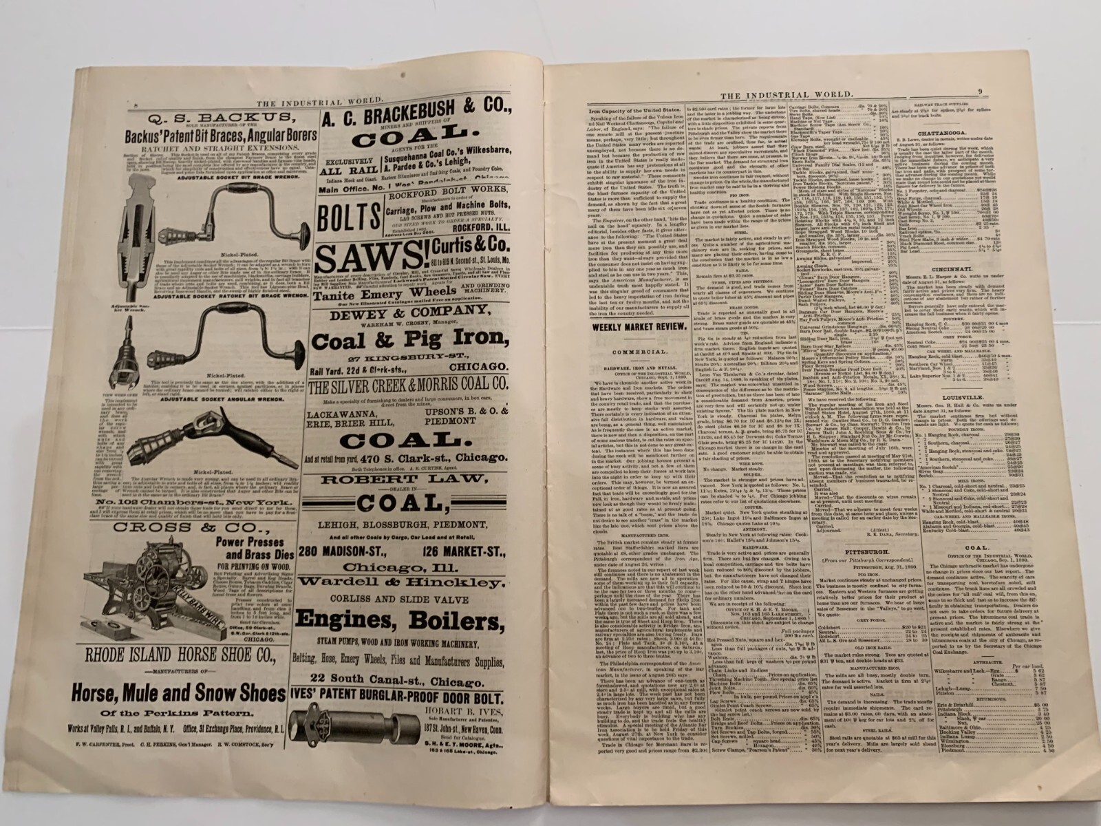 1880 Commercial Industrial World Advertiser Magazine Chicago September 2 1880