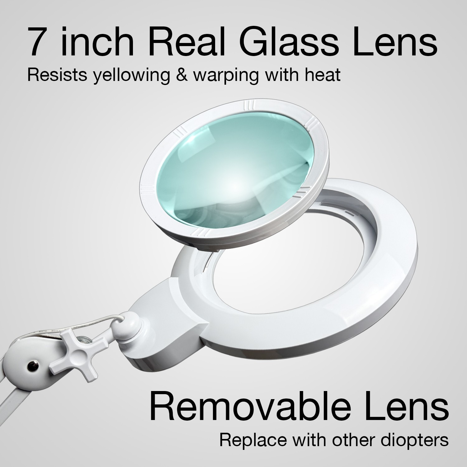 LED Magnifying Lamp w/ Clamp, Large 7 inch glass lens (5 Diopter, 2.25X)