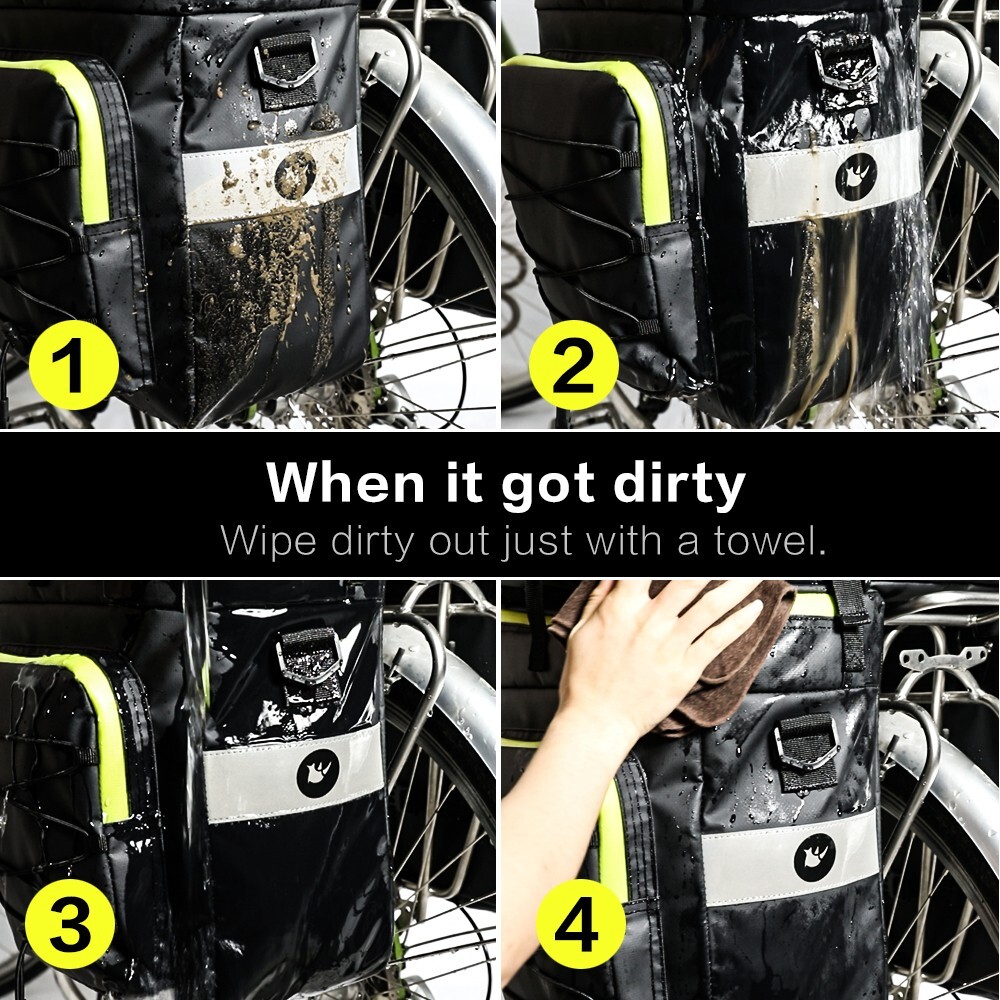 Rhinowalk 65L Bike Pannier Bag Waterproof 3 IN 1 Set Bicycle Rear Rack Saddle