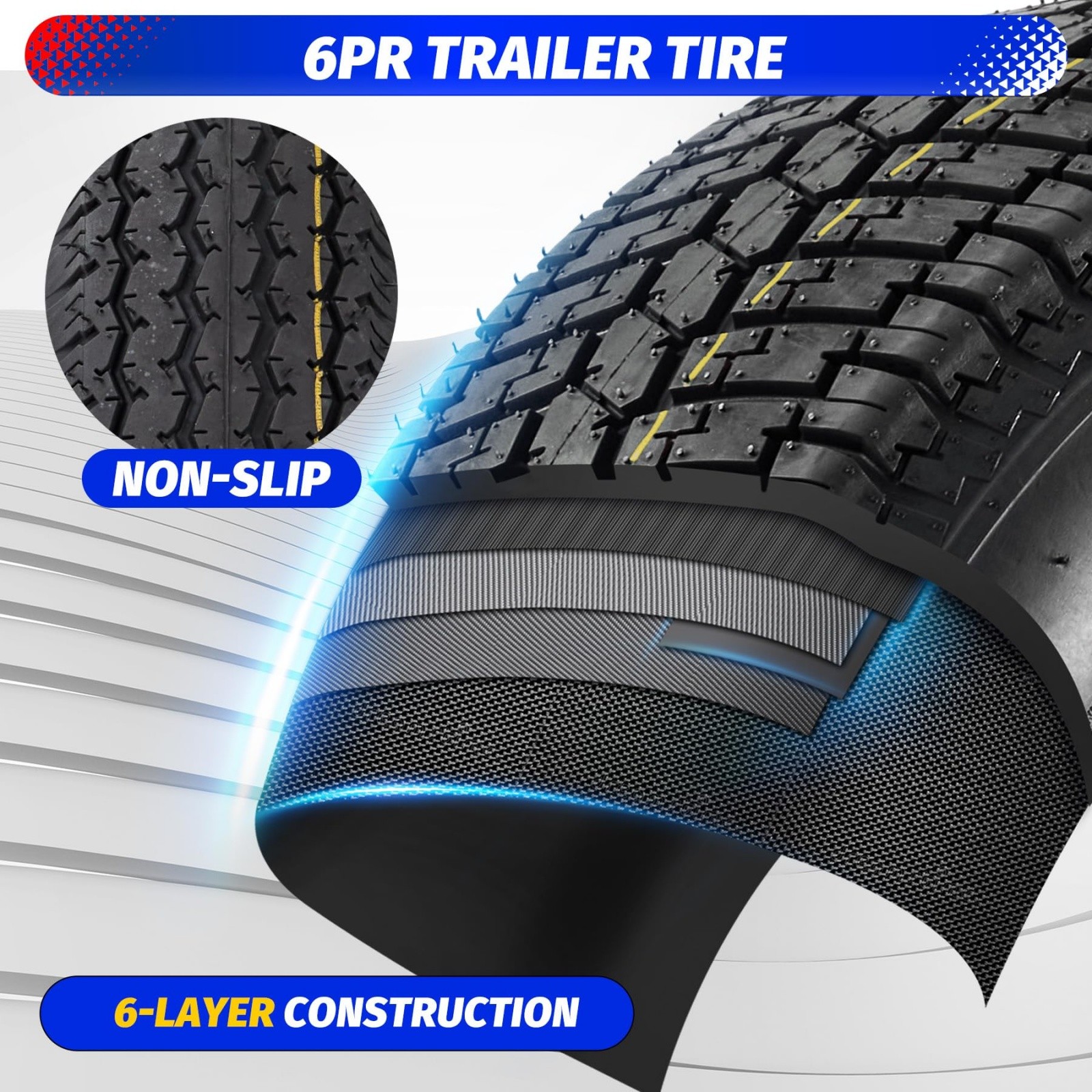 2 Pack 4.80-12 Trailer Tires with 12" Rims 5 Lug on 4.5" Center Bore 2.95" 6Ply