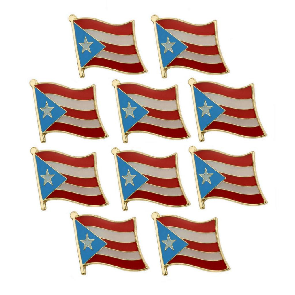 10 PUERTO RICO FLAG PINS 0.5" Puerto Rican Lapel Pin Hat Tie Tack Badge Lot Set