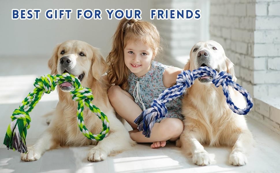 [3 Pack] Heavy Duty Dog Rope Toys-Large Tug & Chew Toy for Aggressive Chewers