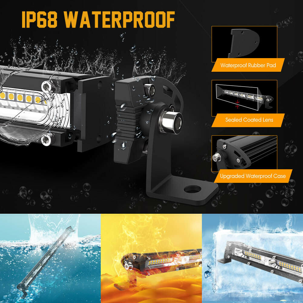 20inch LED Light Bar Spot Flood Combo +4" Pods Offroad For Jeep Truck SUV+Wiring