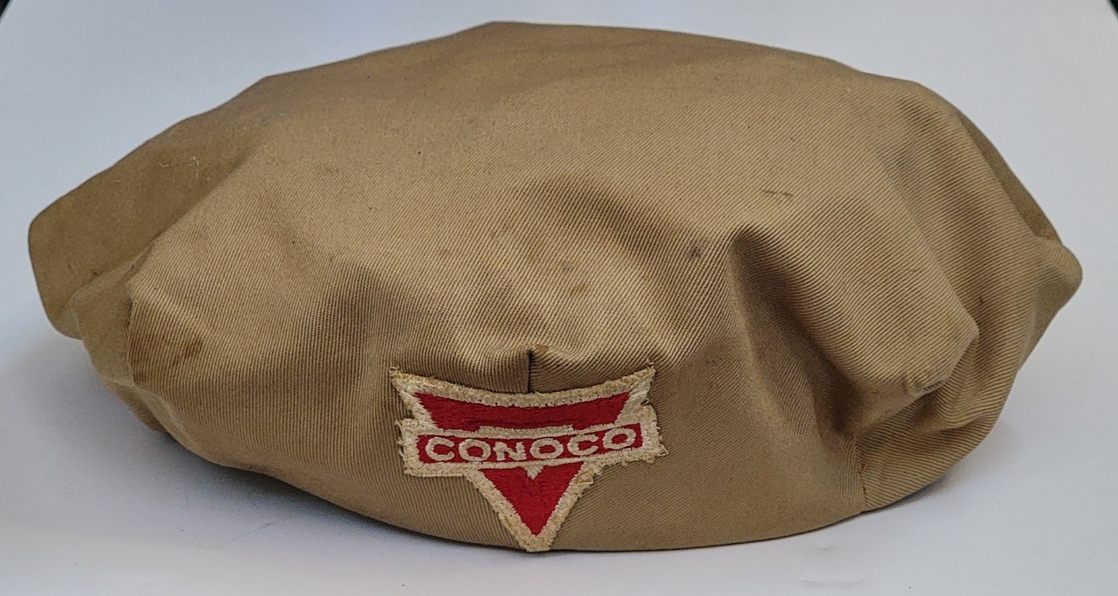 Vintage CONOCO Service Station Attendant's Hat with Sewn Red Triangle Logo Patch