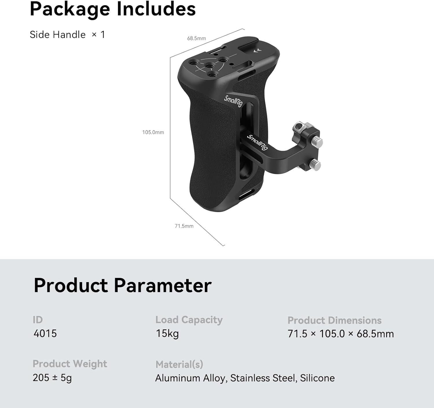 SmallRig Camera Side Handle with Bulit-in 1/4"-20 Locating Hole for Camera Cages
