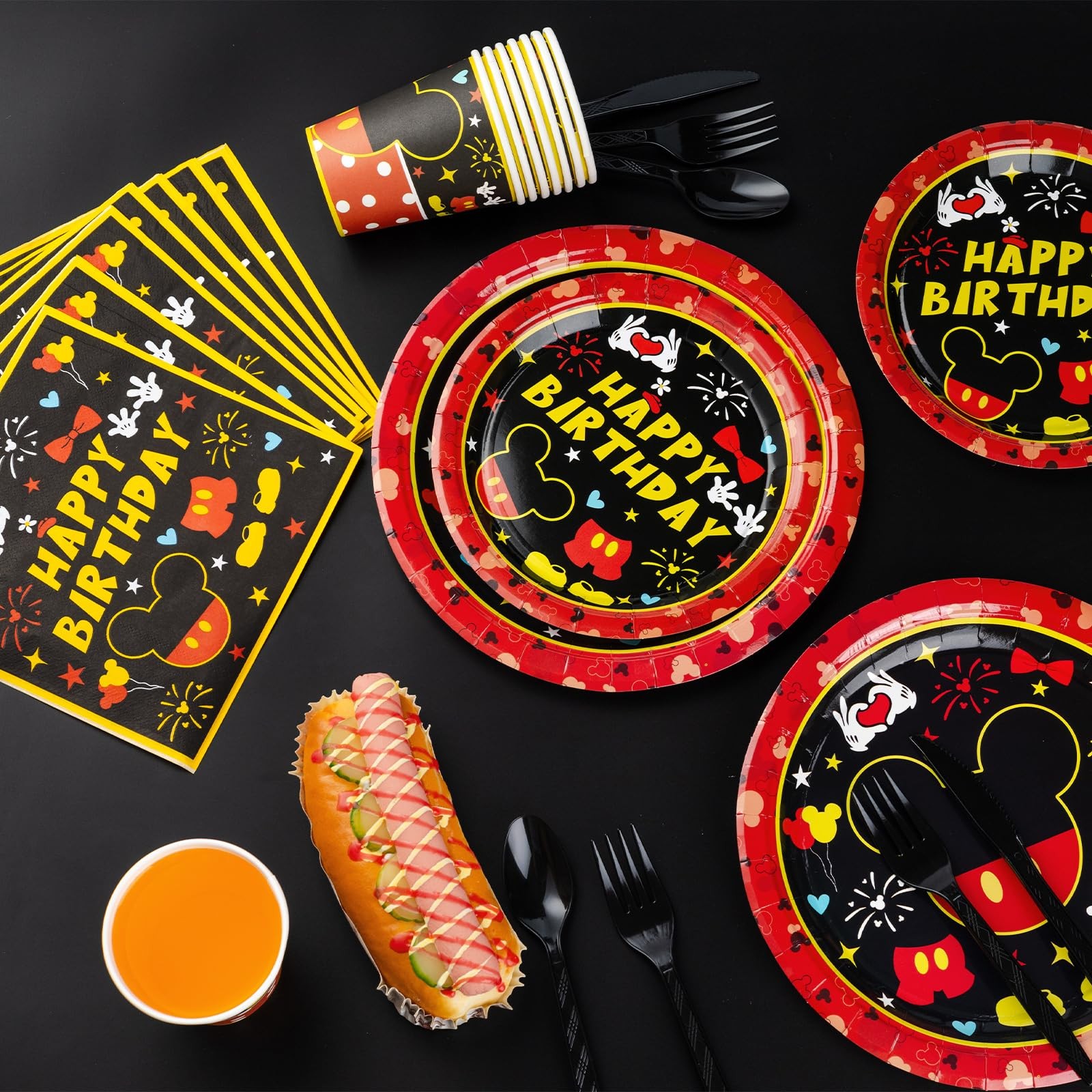 350PCS Mouse Party Supplies for 50 Guests,Mouse Party Decorations Include