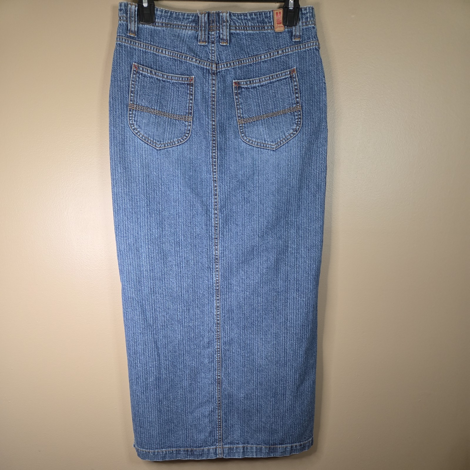 Unionbay Long Slit Denim Skirt Size 5 Juniors Maxi Boho Hipster Hippie Y2K Artsy
