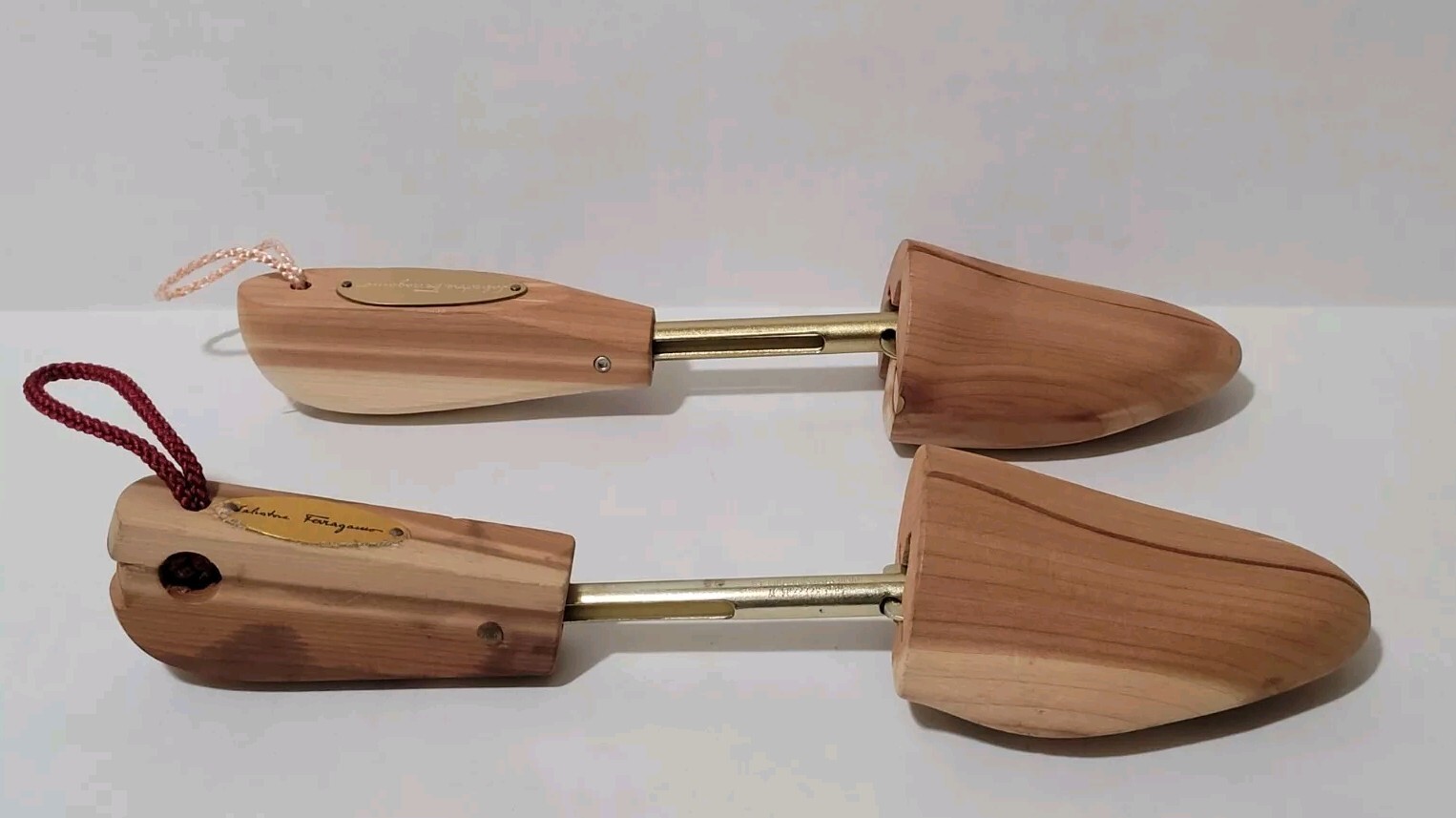 Salvatore Ferragamo Two Different Wooden Shoe Tree Metal Molds - Size Medium
