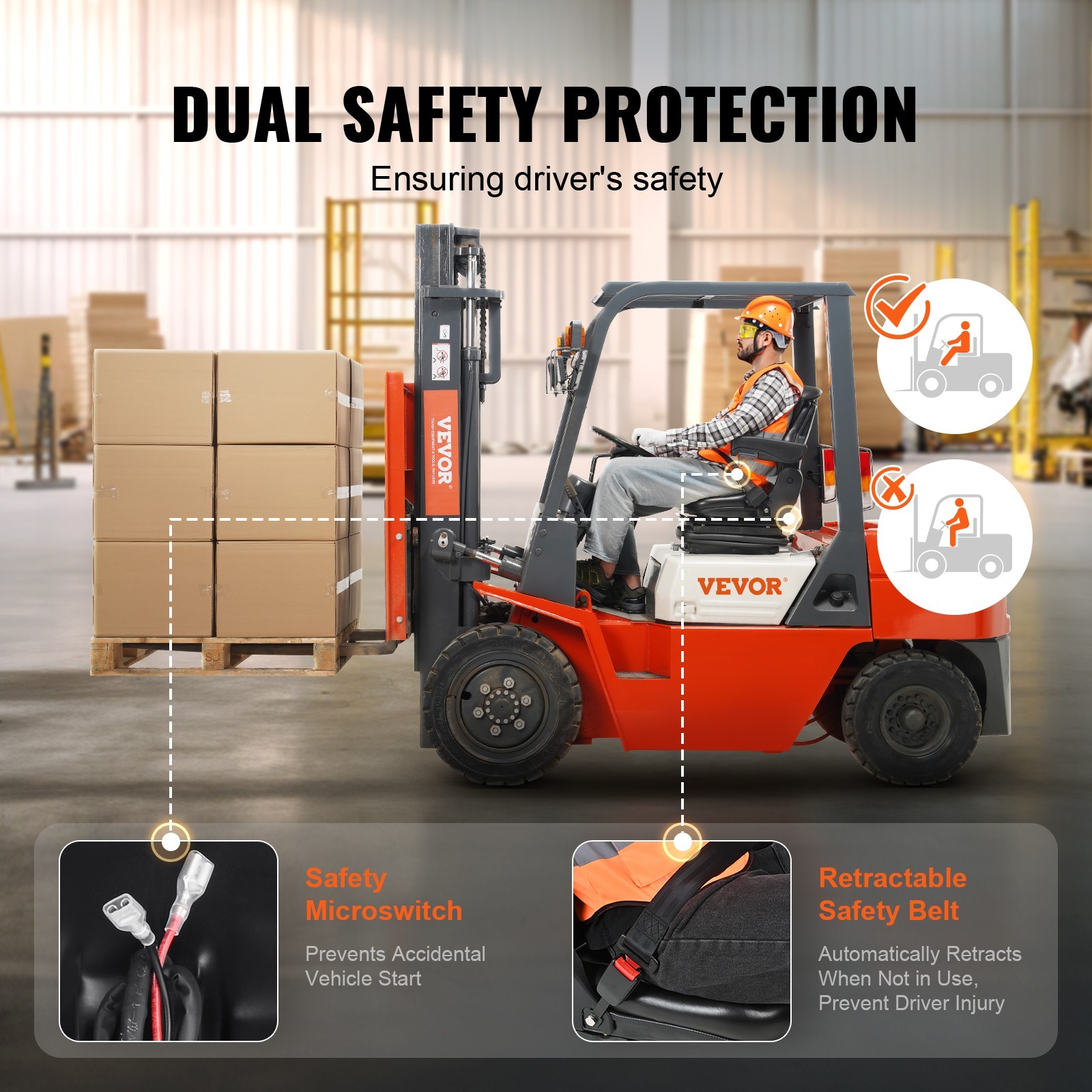 VEVOR Universal Forklift Seat Tractor Seat Lawn Mower Forklift Tractor Bulldozer