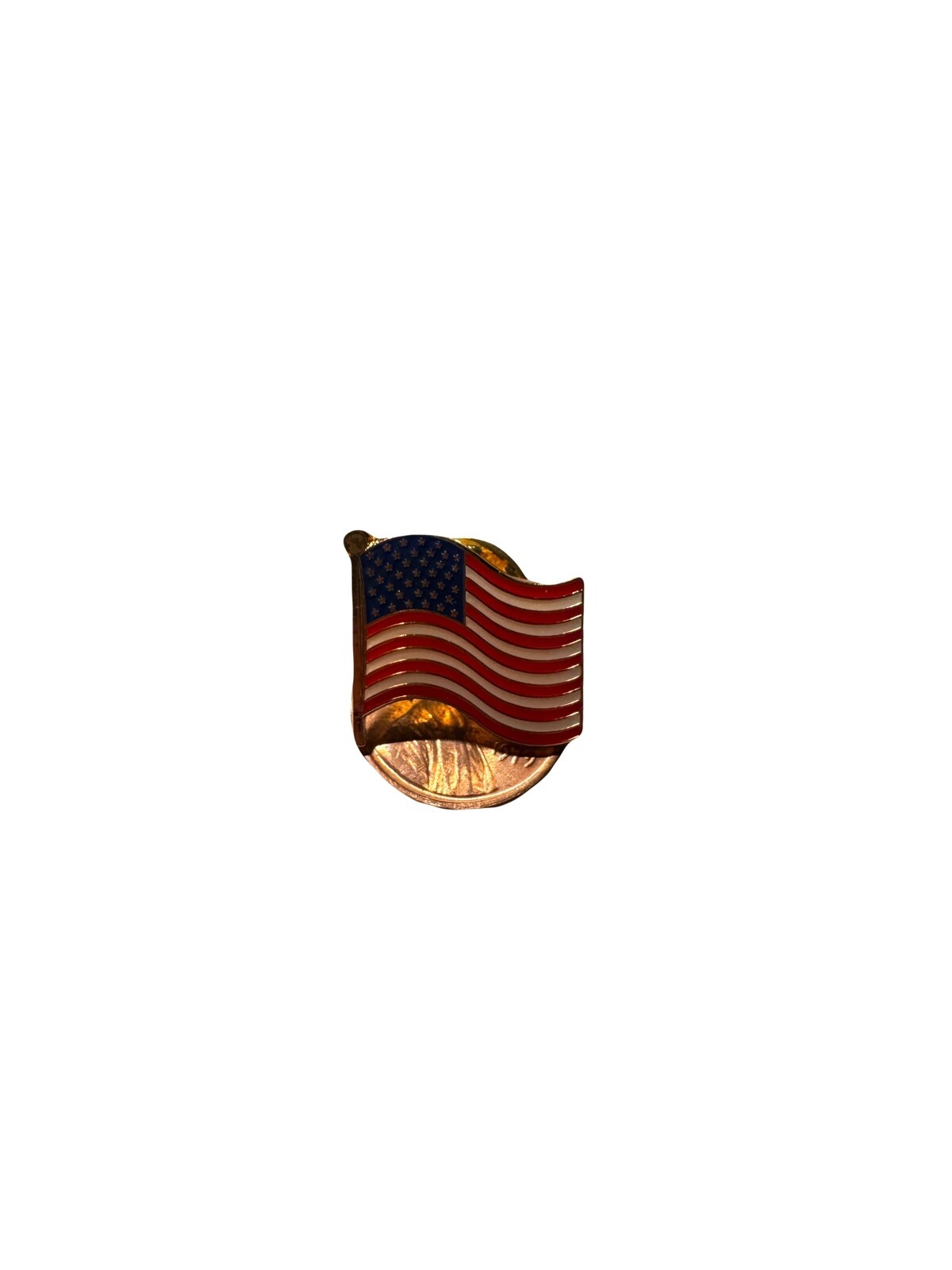 Made in USA Waving American Flag Enamel Lapel Pin, Gold