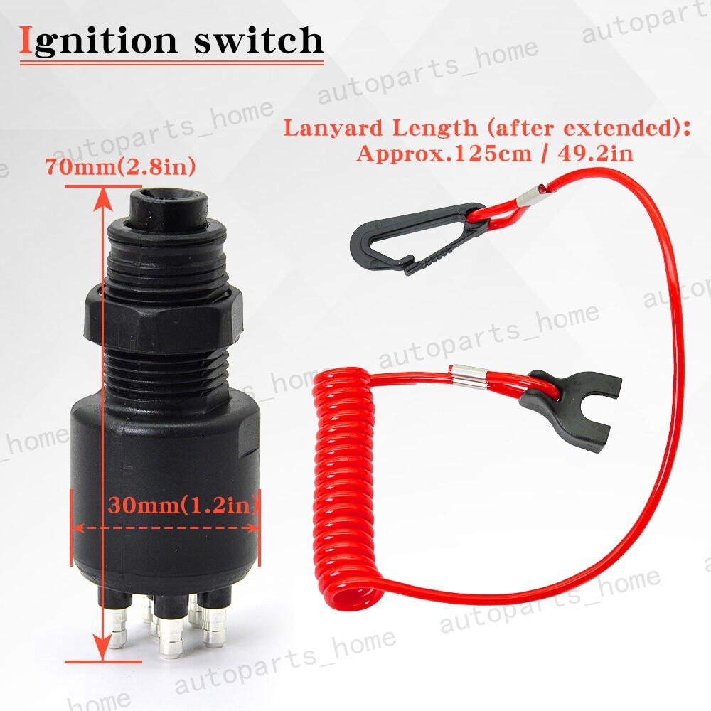 Ignition Key Switch w/Lanyard for Johnson Evinrude OMC BRP 5005801 765562 175974