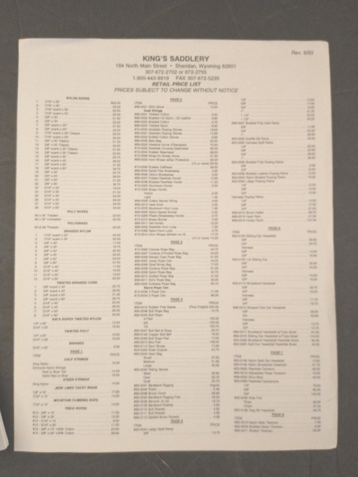 Vintage King Ropes Saddle Catalog King's Saddlery Catalog Sheridan Wyoming Rare