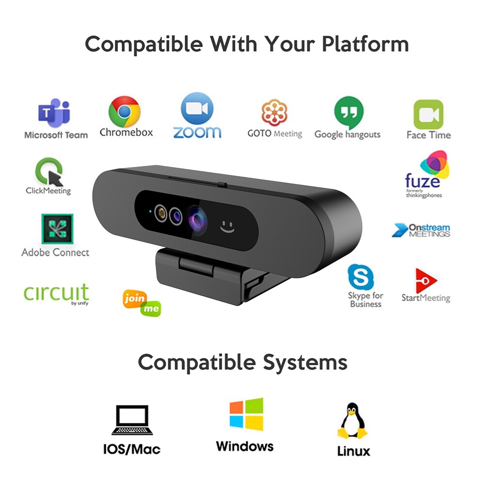 TOALLIN 1080P Windows Hello Compatible Webcam HD USB webcam with wide Angle view