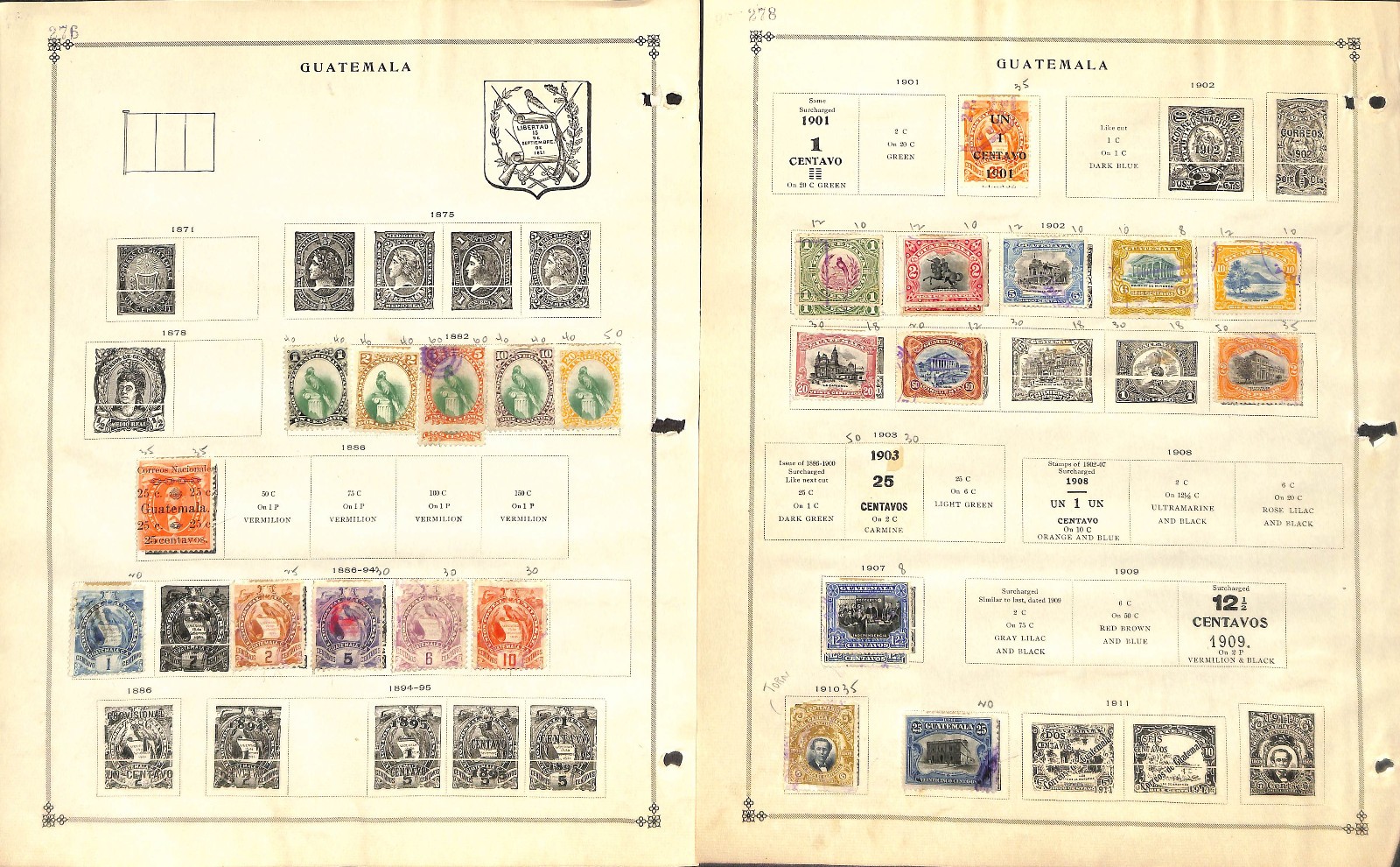 Guatemala Stamp Collection on 50 Scott International Pages, 1871..1986 (BB)
