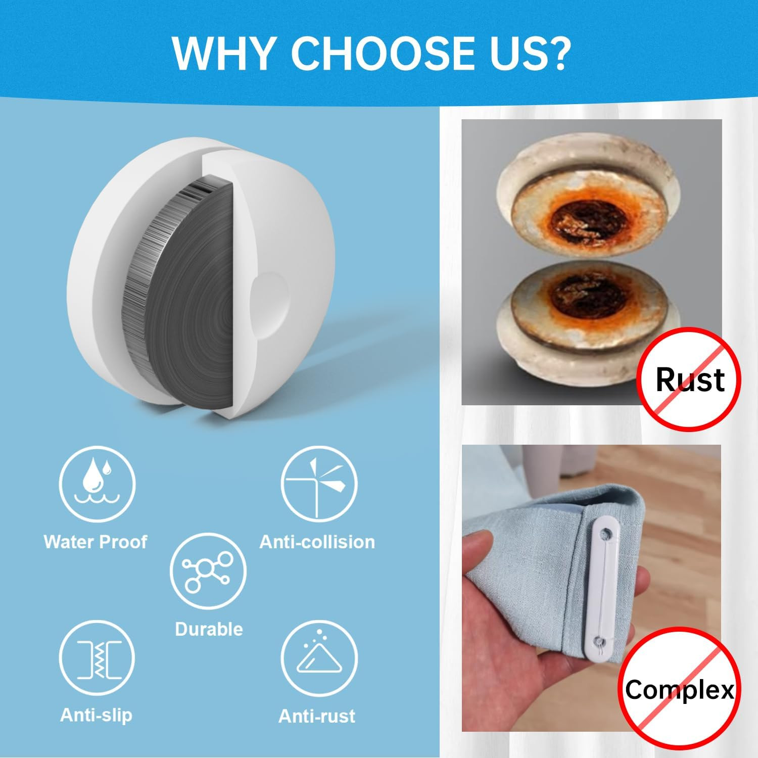 Shower Curtain Weights - Silicone Fully Wrapped Rustproof Shower Curtain Magnets