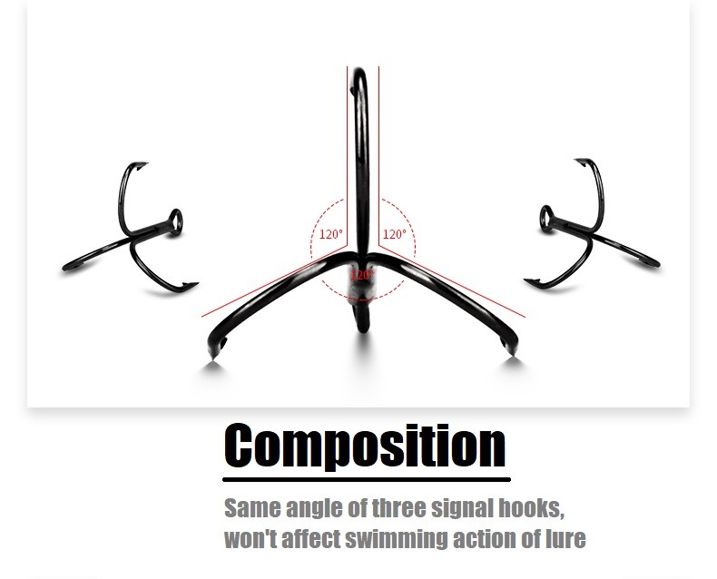 30 Hooks for Each Pack Black Nickle Cutting Blade Forged Treble Hooks FH31HP30