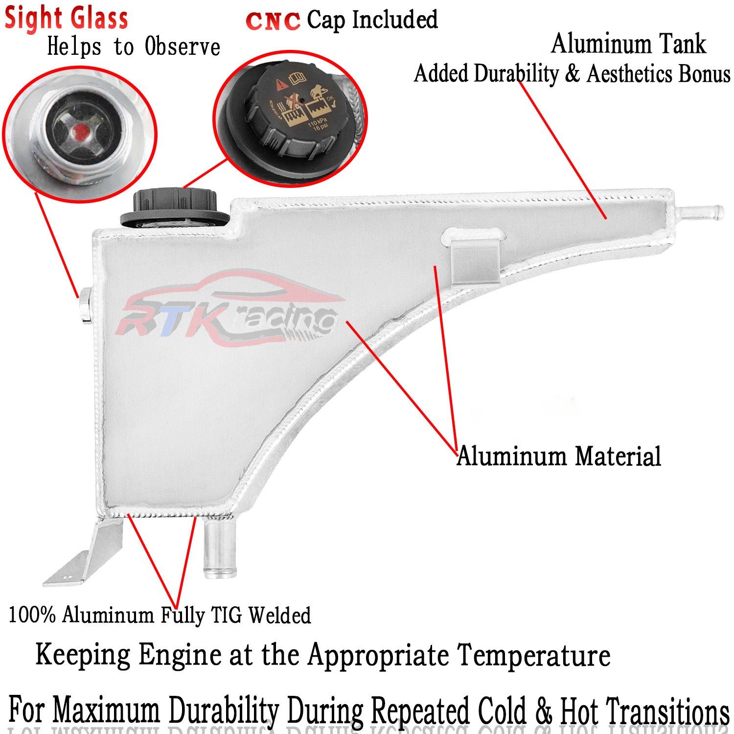 Aluminum Coolant Reservoir Tank For 1999-2005 Ford F250 F350 F450 7.3L 5.4L 6.8L