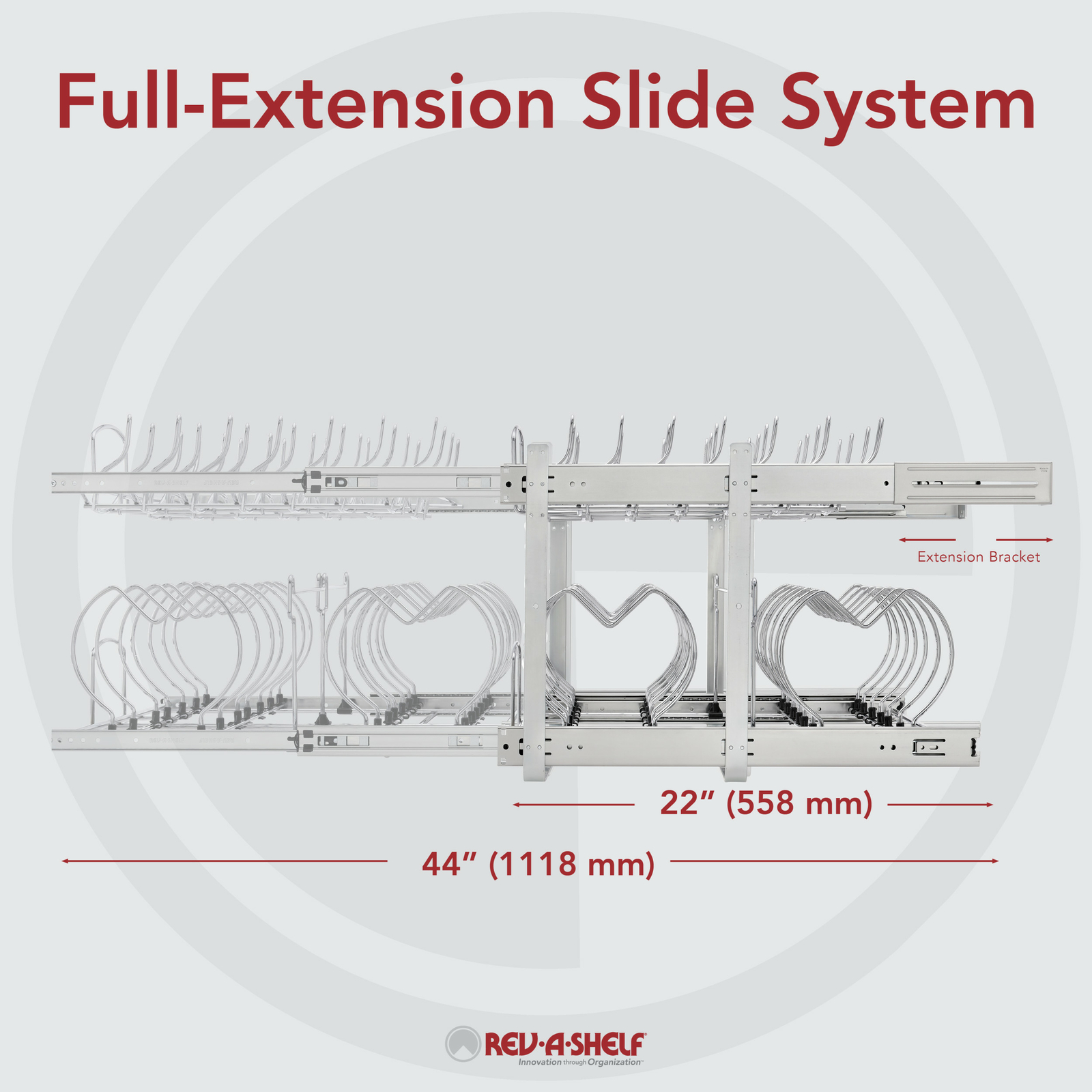 Rev-A-Shelf 5CW2-2122 Chrome 5CW2 Series 21" Two-Tier Pull Out Cookware Organize