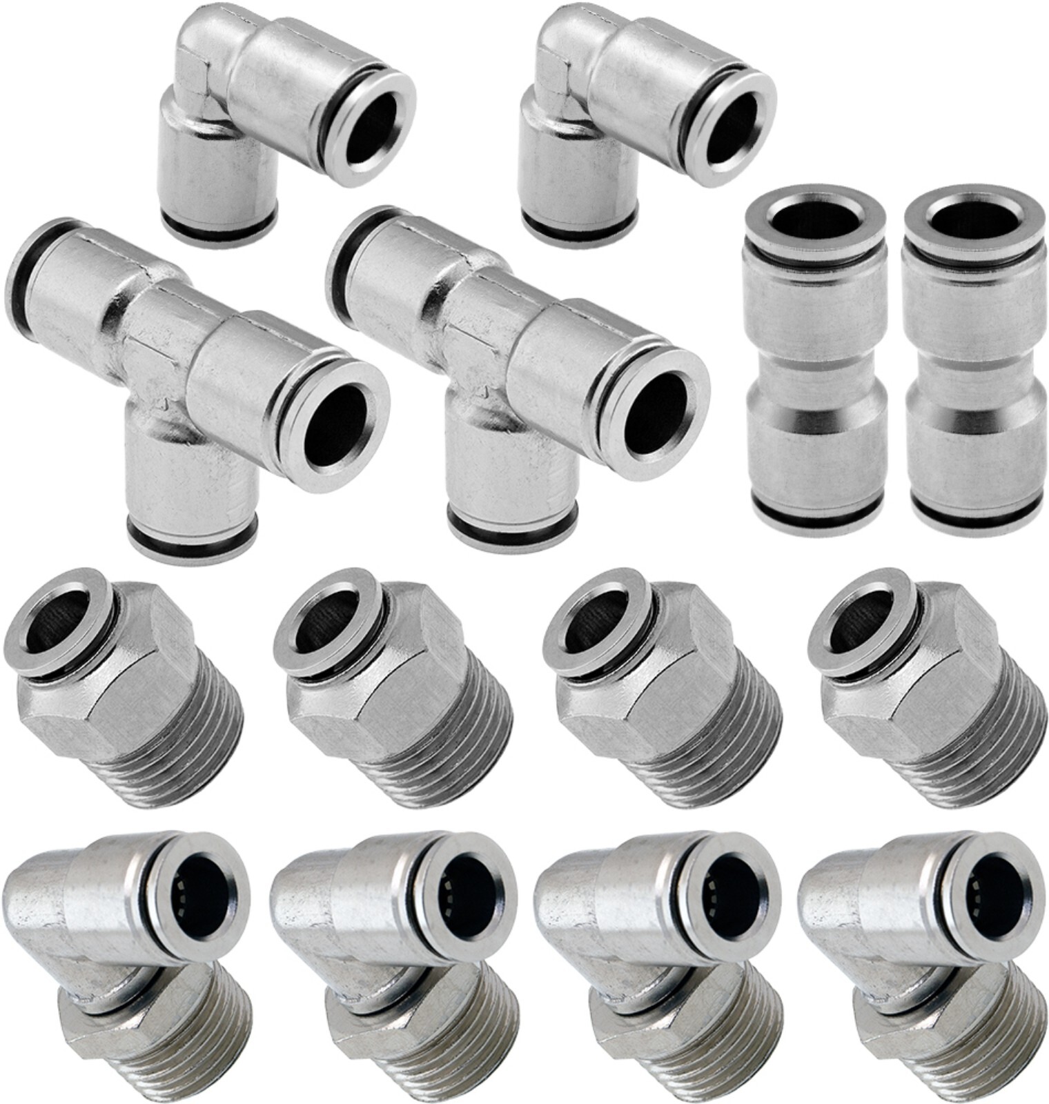AIR SUSPENSION SET OF PUSH TO CONNECT FITTINGS 1/2" NPT FOR 3/8" OD AIR LINES