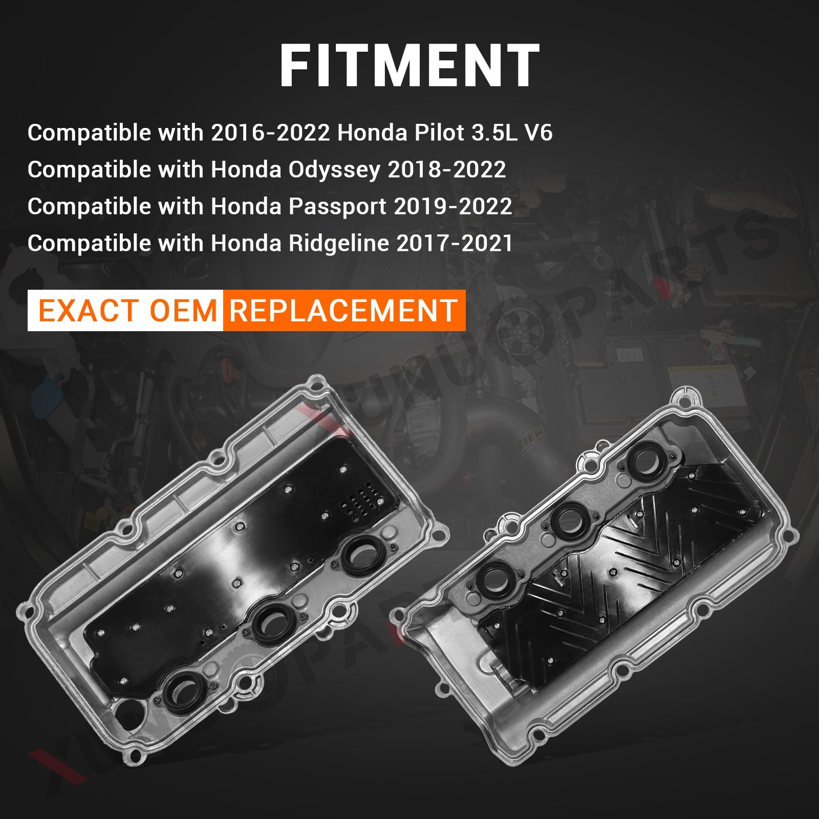 2PCS Valve Cover Set for 2016-2022 Honda Pilot 2018-2024 Odyssey Ridgeline 3.5L