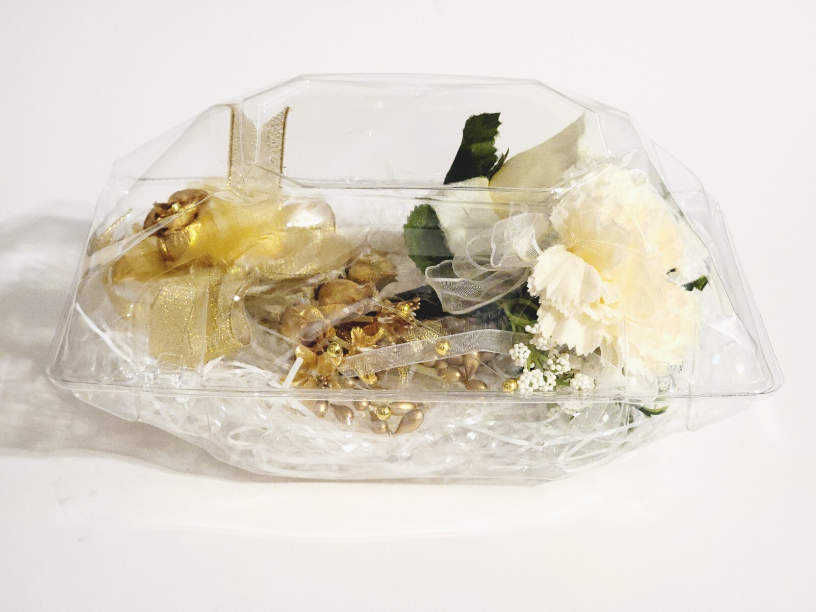 Set of 3 White or Gold Boutonniere For Wedding Prom, Artificial Flowers