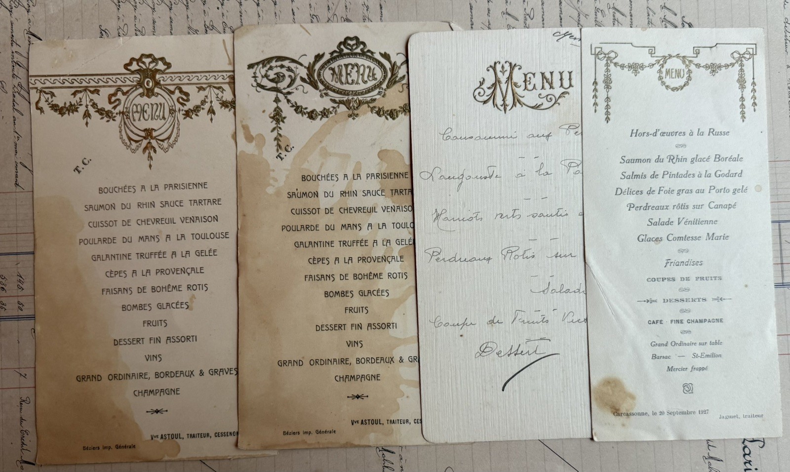 Large Lot Antique Vintage Authentic French Ephemera - Handwritten Letters Photos