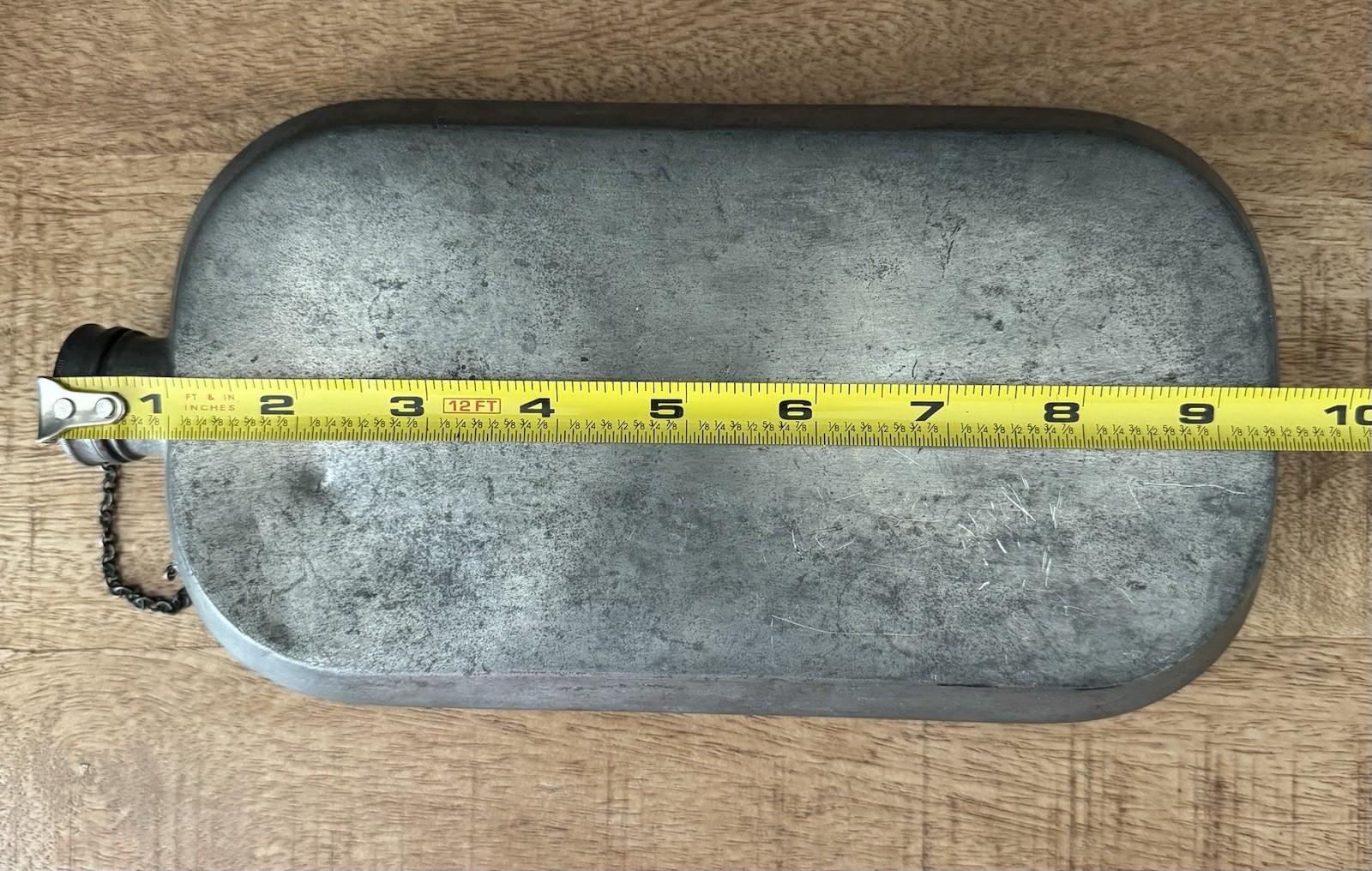 ANTIQUE PEWTER ABERCROMBIE & FITCH 24 OUNCE FLASK|CANTEEN WITH CHAIN