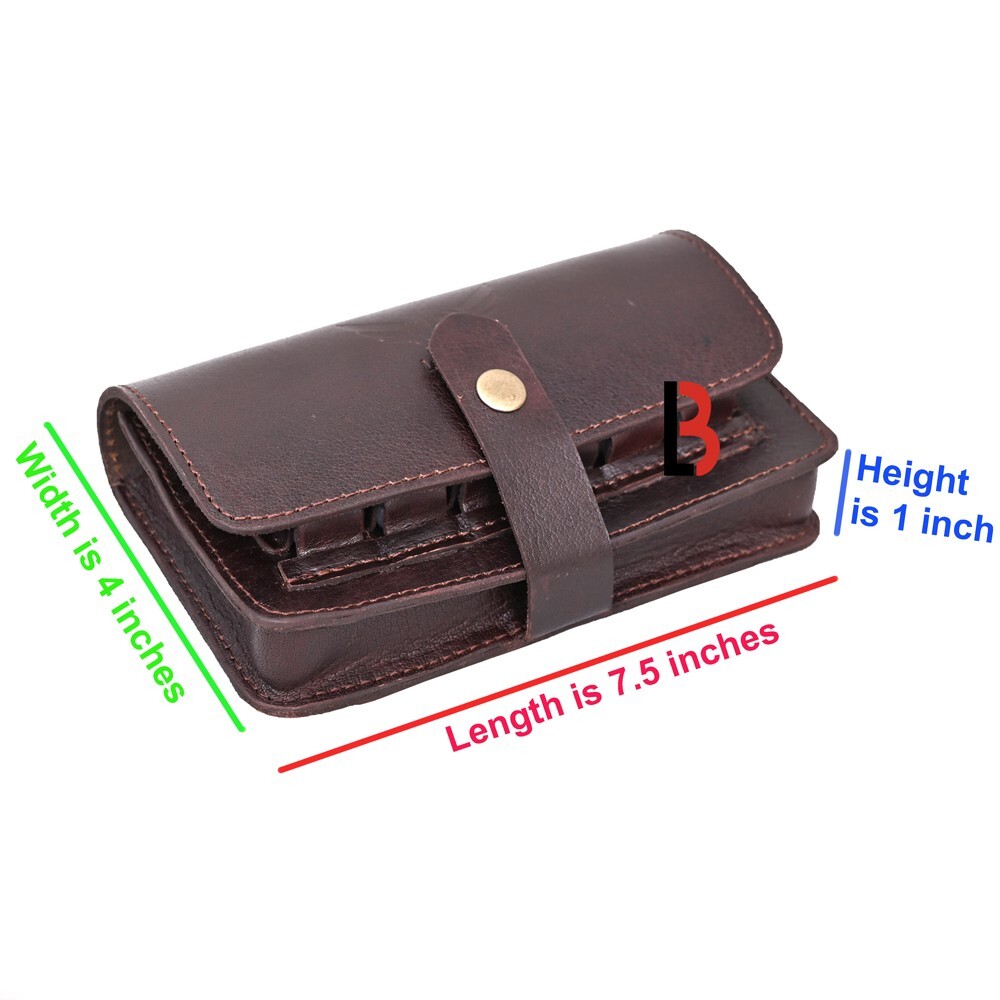 Leather Cartridge Holder 14 Rounds Ammo Wallet Pouch with Belt Loop Shotshell