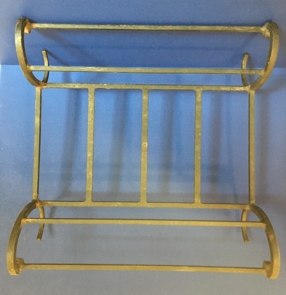 c.2000 ❅Black Rod Iron❅ Vintage Fireplace ~POTTERY BARN~ 18" Log Holder ☆SONOMA☆