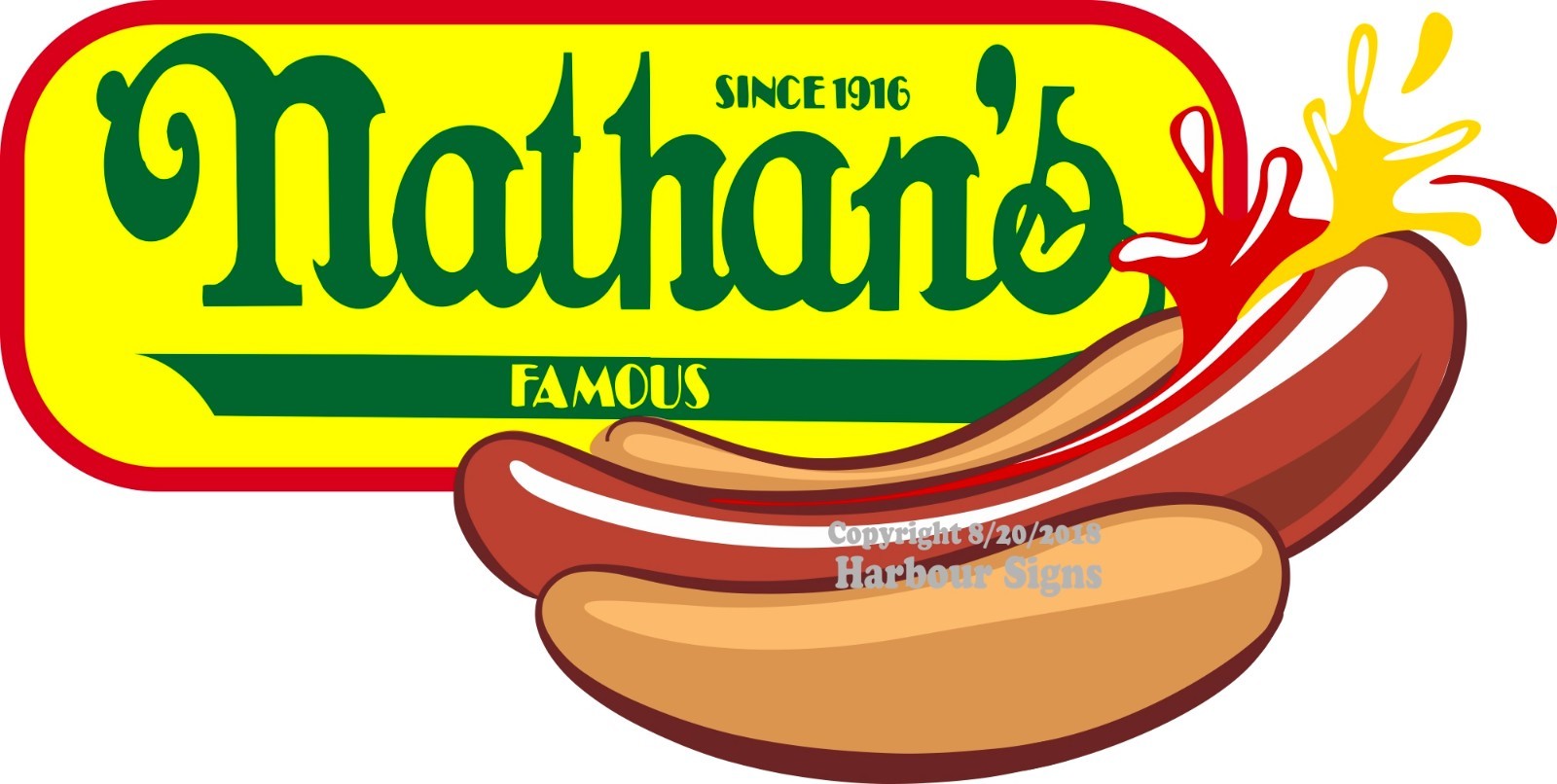 (CHOOSE YOUR SIZE) Nathan's HOT DOGS DECAL Dog Concession Food Truck Sticker