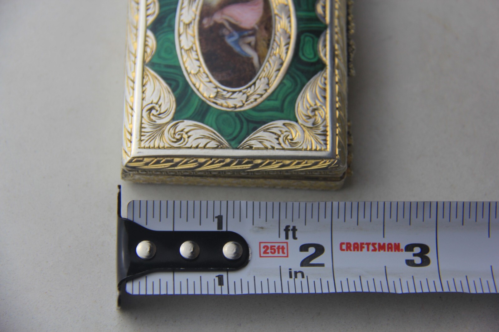 German Parcel Gilt 800 Silver & Enameled Rectangular Snuff Box w/ Courting Scene