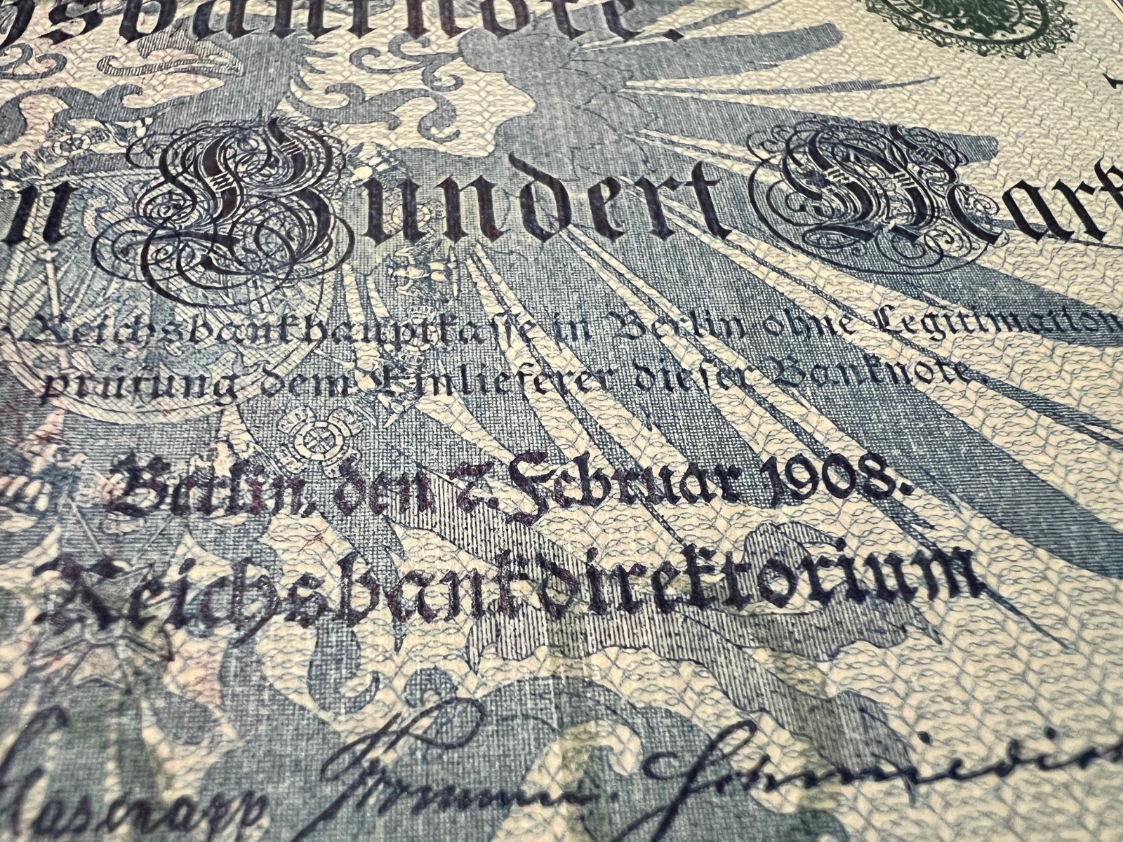 1908 Germany 100 Mark Post WWI Pre WWII Banknote World Paper Money Kaiser