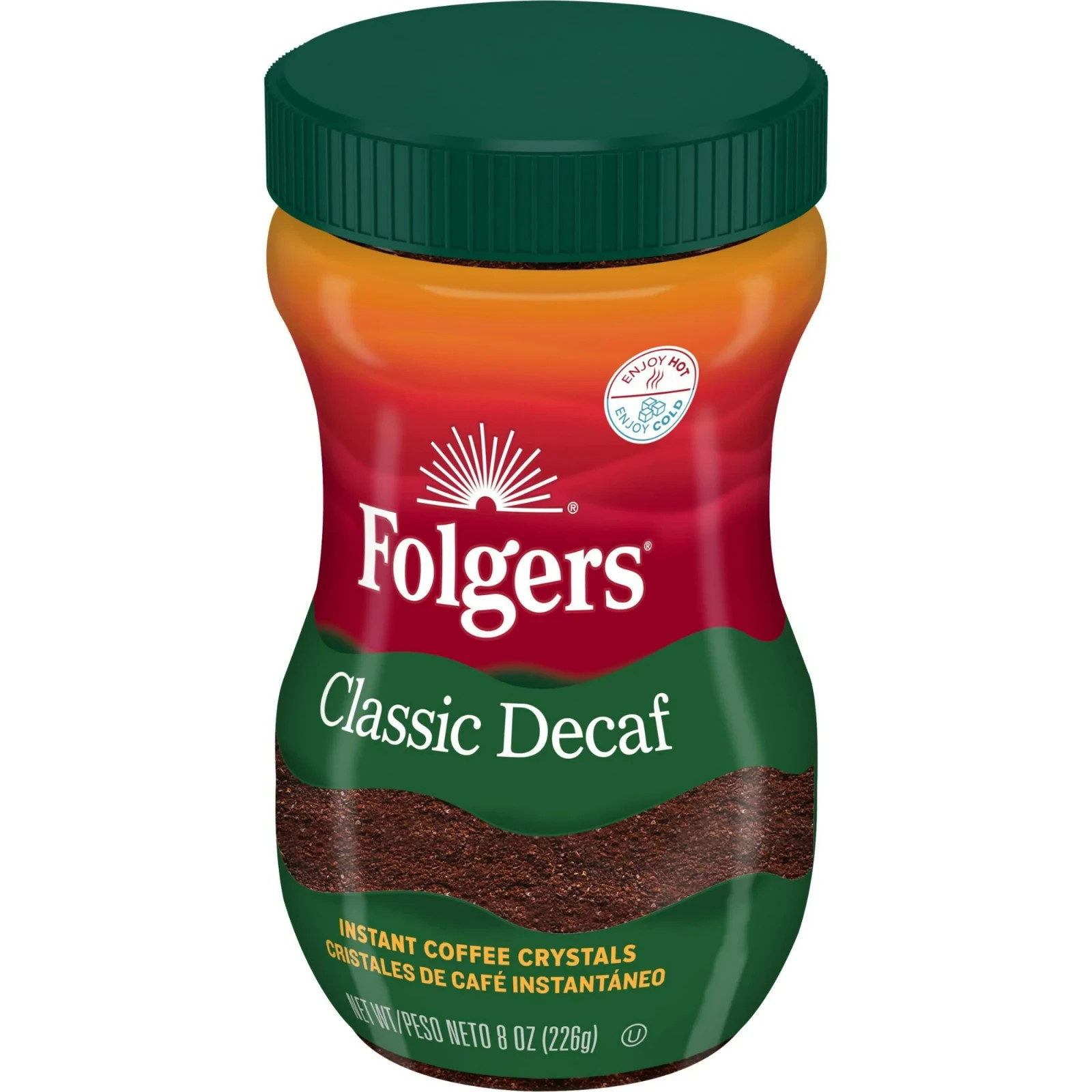 Folgers Classic Decaf Instant Coffee, 8 oz Jar