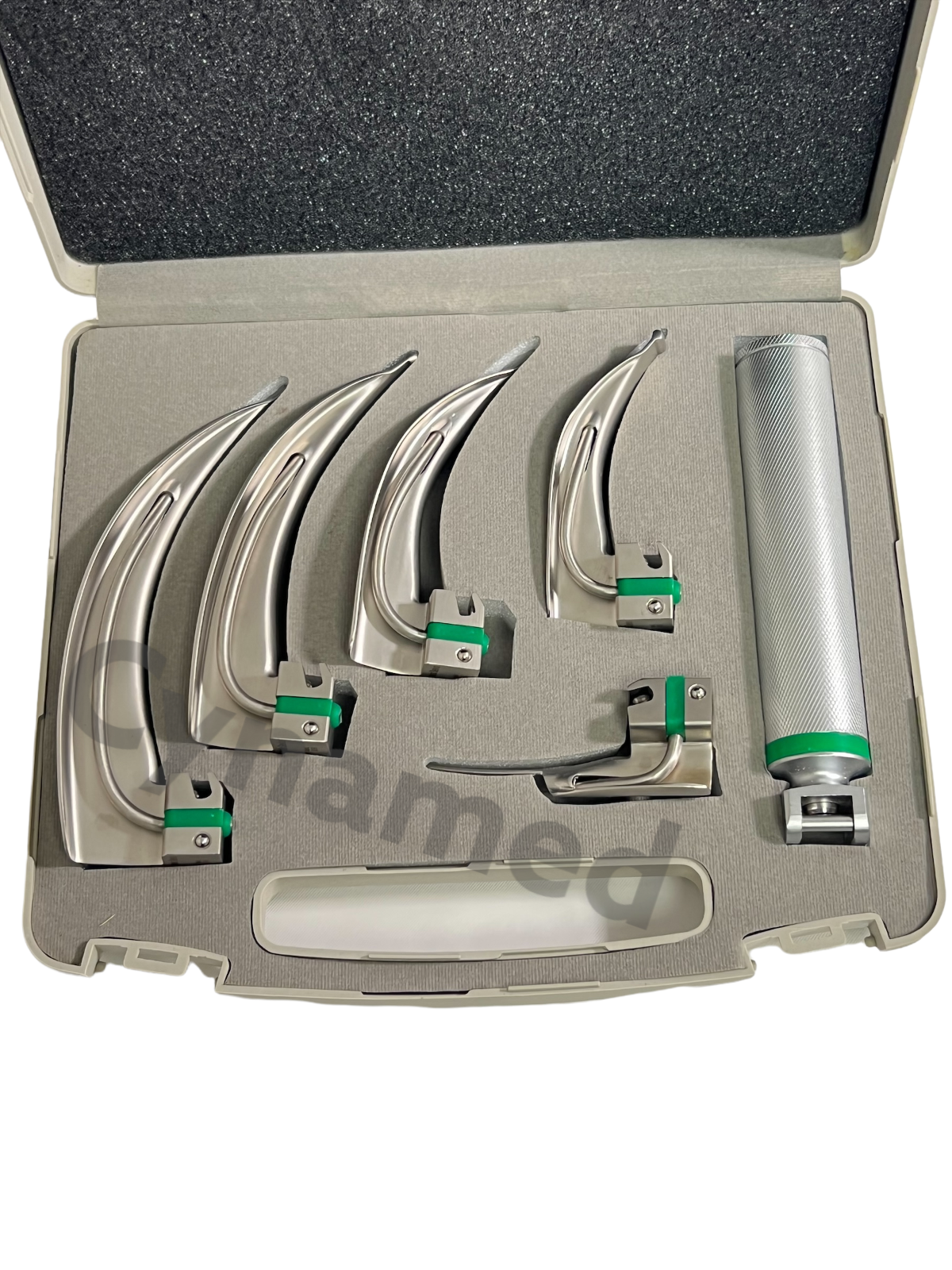NEW Orignal FIBER OPTIC Laryngoscope Mac Set of 6 BLADE &HANDLES EMT Anesthes