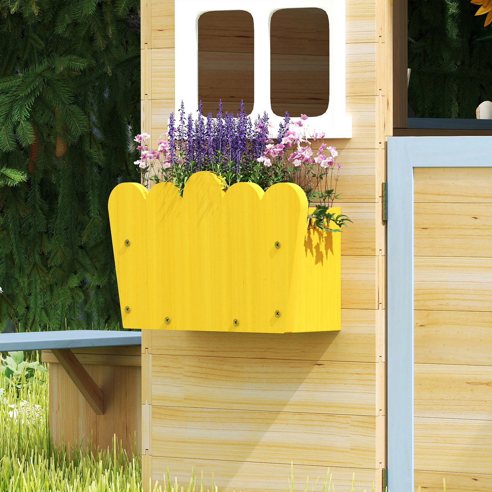 44.5" Wooden Playhouse for Kids Outdoor Garden Pretend Play Games